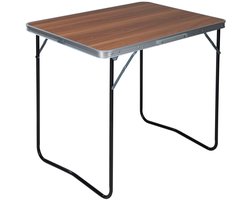 Redcliffs Camping tafel - aluminium - lichtgewicht - hout/zwart - 80 x 60 x 69 cm - hoge eettafel - Weerbestendig