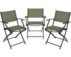 Redcliffs Klapstoel - 3x - groen - opklapbaar - 46 x 52 x 85 cm - staal/polyester - campingstoel/tuinstoel