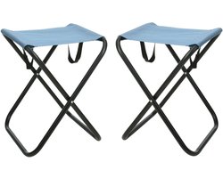 Redcliffs Outdoor Camping/outdoor krukje - 2x - Inklapbaar - blauw - metaal/polyester - 30 x 60 cm