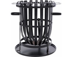 RedFire – Dallas met grillplaat – Zwart - Staal – Vuurkorf – Fireplace – Stevig staal - Terrasverwarming – Sfeerhaard – BBQ grill