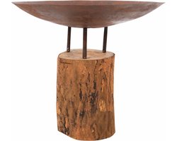 RedFire – Logger – Handmade- Bruin - Staal – Vuurschaal - Vuurkorf - Vuurschaal 60 cm - Geroeste schaal – Terrasverwarming - Sfeerhaard