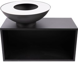 RedFire - Onyx - barbecue - BBQ - Zwart - Vuurschaal BBQ - Vuurkorf - Vuurschaal 80 cm - houtopslag - Grillschaal - Plancha ring - Terrasverwarming - Sfeerhaard