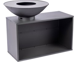 RedFire – ONYX Tafel – Zwart - Staal – Vuurschaal – Fire Pit – Stevig staal – Diameter 80cm – Hoogte: 95cm - Industrieel – Terrasverwarming – Sfeerhaard – BBQ – Grill – Inclusief regenhoes