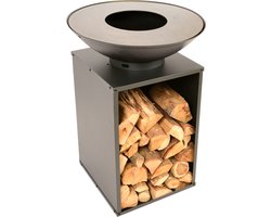 RedFire - ONYX - Zwart - Staal - Vuurschaal - Fire Pit - Stevig staal - Diameter 60cm - Hoogte: 60cm - Industrieel - Terrasverwarming - Sfeerhaard - BBQ - Grill - Inclusief regenhoes