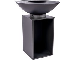 RedFire – ONYX – Zwart - Staal – Vuurschaal – Fire Pit – Stevig staal – Diameter 80cm – Hoogte: 101cm - Industrieel – Terrasverwarming – Sfeerhaard – BBQ – Grill – Inclusief regenhoes