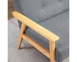 REDOM 2-zits bank 154,5B x 69,5T x 73H cm van linnen in donkergrijs, met knoopdetail en schuimgevulde kussens