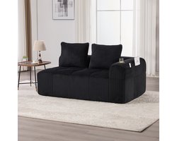 REDOM 2-zits bank 158*93*61CM van corduroy stof, met zijvakken, geïntegreerde bekerhouder en hoogdicht schuim