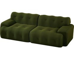 REDOM - 2-Zits Bank - Brede Armleuningen En Knopen - Modern - Voor Woonkamer - Stof - Groen - 224 X 104 X 66 Cm