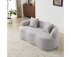 REDOM 2-Zits Bank – Gebogen Tweezitsbank met Ronde Armleuningen – Modern Design met Schuim en Veren – Lichtgrijze Loungebank – 170 x 89 x 70 cm