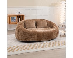 REDOM 2-zits loungebank – Met memory-schuim vulling & armleuningen – Zachte koffiebruine chenille stof – Geen montage nodig – Geschikt voor woonkamer & logeerkamer – Koffie – 150 cm