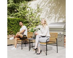REDOM - 3-Delige Rotan Bistroset - 2 Tuinstoelen En Bijzettafel - Voor Balkon En Terras - Staal - Geel