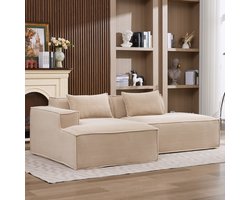 REDOM 3-Zits Bank + Sofa - Compact met pocketvering - Moderne bank voor woonkamer of kantoor - Slijtvaste polyester bekleding - Kaki - 235 x 129 x 70 cm