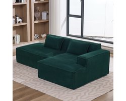 REDOM 3-Zits Bank + Sofa - Compact ontwerp met pocketveren - Moderne bank voor woonkamer of kantoor - Polyester bekleding - Retrogroen - 235 x 129 x 70 cm