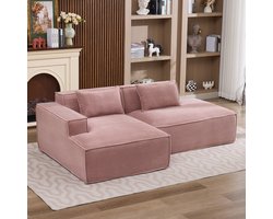 REDOM 3-Zits Bank + Sofa - Compact ontwerp met pocketveren - Moderne bank voor woonkamer of kantoor - Slijtvaste polyester bekleding - Babyroze - 235 x 129 x 70 cm