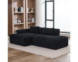 REDOM 3-Zits Bank + Sofa - Compact ontwerp met pocketveren - Moderne stijl voor woonkamer of kantoor - Slijtvaste polyester bekleding - Zwart - 235 x 129 x 70 cm
