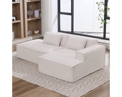 REDOM 3-Zits Bank + Sofa - Compact ontwerp met pocketveren - Moderne stijl voor woonkamer of kantoor - Vuilafstotende polyester bekleding - Beige - 235 x 129 x 70 cm