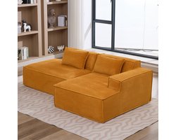 REDOM 3-Zits Bank + Sofa - Compact ontwerp met pocketvering - Moderne bank voor woonkamer of kantoor - Slijtvaste polyester bekleding - Mosterdgeel - 235 x 129 x 70 cm