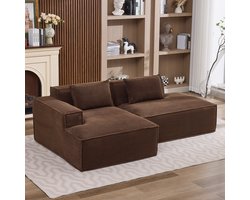 REDOM 3-Zits Sofa + Bank - Compact ontwerp met pocketvering en schuim - Moderne bank voor woonkamer of kantoor - Slijtvaste polyester bekleding - Bruin - 235 x 129 x 70 cm