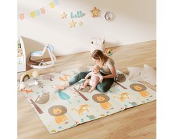 REDOM - Baby speelmat - Dubbelzijdig en opvouwbaar - Waterafstotend en eenvoudig schoon te maken - Diermotief - Kinderkamer en woonkamer - XPE-schuim - Meerkleurig - 196 x 176 x 1,5 cm