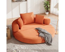 REDOM Bankstel 173x176x40 cm van cordstof, inklapbaar tot ovaal bed, inclusief 3 kussens met hoge rand en antislip onderzijde