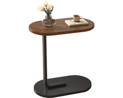 REDOM Bijzettafel C-vorm 28×39×58 cm – Moderne Houten Laptop- & Bedtafel – Mobiele Tafel voor Bank en Slaapkamer - Walnoot