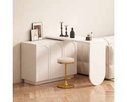 REDOM Bureau met Kast - 360° Draaibaar & Opklapbaar - L-Vormig Hoekbureau - Werktafel voor Kantoor & Thuiswerken - Bureau met Opbergruimte - MDF - Wit