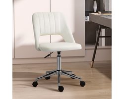 REDOM - Bureaustoel - Ergonomisch design - Verstelbare zithoogte - 360° draaibaar met wielen - Moderne stijl - Home office - Polyester - Beige - 49 x 60 x 79-91 cm