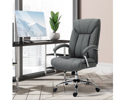 REDOM - Bureaustoel - Ergonomisch ontwerp - Hoge rugleuning met kopsteun - Wippfunctie en draaibaar - Moderne stijl - Polyester - Grijs - 65 x 78 x 110-118 cm