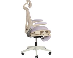 REDOM - Bureaustoel - Klapbare rugleuning - 3D verstelbare hoofdsteun - Verstelbare lendensteun - Mesh - Paars - 62 x 48,5 x 129 cm