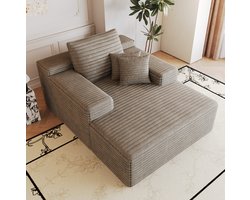 REDOM - Chaise longue - 1-zits boneless modulair sofa - Hoge-elasticiteit schuim - Geen montage nodig - Ribstof - Woonkamer slaapkamer appartement - Camel - 115 x 159 x 83 cm