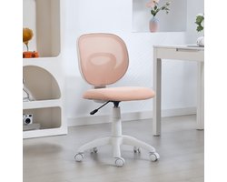 REDOM Compacte Bureaustoel Zonder Armleuningen - Ergonomische Kinderbureaustoel / Bureaustoel Meiden - Mesh - Roze