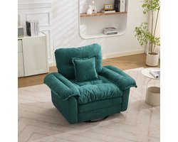 REDOM - Draaifauteuil - 360° Draaibaar - Ergonomisch - Eenvoudig Ontwerp - Woonkamer - Chenille - Groen - Royaal Formaat