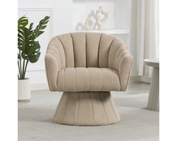 REDOM - Draaistoel - 360° Draaibaar En Ergonomisch - Modern - Voor Kantoor Of Woonkamer - Ribfluweel - Khaki - 70 X 66 X 72 Cm