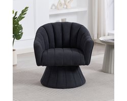 REDOM Draaistoel – 360° Draaibare Fauteuil – Ergonomisch Zitcomfort voor Woonkamer en Thuiskantoor – Ribfluweel – Donkergrijs – 70 x 66 x 72 cm