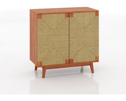 REDOM - Dressoir 79x39,5x78 cm - 2 gevlochten deuren en verstelbare plank - Bruin