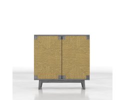 REDOM - Dressoir 79x39,5x78 cm - Gevlochten dubbele deuren en verstelbare plank - Grijs