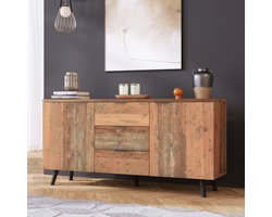REDOM - Dressoir - Met lades - Verstelbare planken - 140 (L) x 35 (B) x 70 (H) + Antique brown