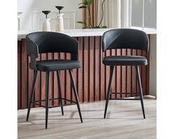 REDOM - Eetkamerstoel - Met Rugleuning En Armleuningen - Minimalistisch - Voor Eethoek - Kunstleer - Zwart