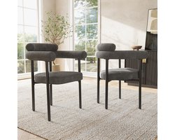 REDOM Eetkamerstoel Set Van 2 - Ergonomisch En Comfortabel - Modern - IJzeren Onderstel - Donkergrijs - 70 × 62 × 84 cm