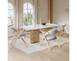 REDOM Eetkamerstoelen - Inklapbaar - Modern - Massief Hout En Linnen - Grijs