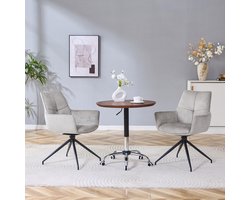 REDOM - Eetkamerstoelenset - 360° Draaibaar - Modern - Stof en Metaal - Grijs en Zwart