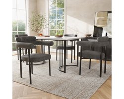 REDOM Eetkamerstoelenset - Ergonomische Zitting - Modern - Woonkamer of Eethoek - Stof en Metaal - Donkergrijs - 70 × 62 × 84 cm