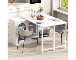 REDOM Eettafel 121.5×40×76.7 cm van MDF, wit, modern Scandinavisch design, uitschuifbaar en ruimtebesparend
