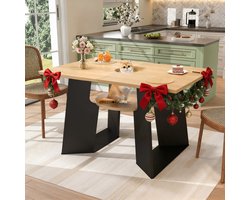 REDOM Eettafel 130×85×75 cm van MDF, dierenvriendelijk ontwerp met opbergplank, zwart en naturel