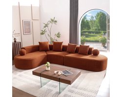 REDOM - Hoekbank - L-Vormig - Modern - Woonkamer - Chenille - Oranje - 327 X 215 X 80 Cm