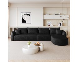 REDOM - Hoekbank - L-vormig - Modulair zonder montage - Stof - Woonkamer, slaapkamer, appartement - Zwart - 336 x 168 x 85 cm