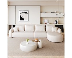 REDOM- Hoekbank - Modulair - Zonder montage - Chenille stof - Woonkamer, slaapkamer en appartement - Wit - 336 x 168 x 85 cm