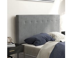REDOM - Hoofdbord - 3-voudig in hoogte verstelbaar - Gevoerd met metalen poten - Velourslook - Slaapkamer - Stof en metaal - Grijs - 140 x 10 x 106/116/126 cm