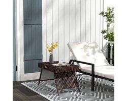 REDOM - Inklapbare Bijzettafel - Voor Balkon En Terras - Rattan - Bruin - 60 X 41 X 41 Cm
