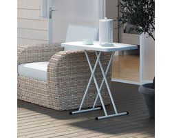 REDOM Inklapbare Tafel / Balkontafel (76x50) - In Hoogte Verstelbaar (6 Standen) - Klaptafel / Campingtafel - Wit